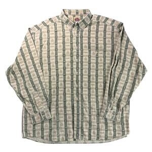 Vintage BARN Fly Shirt Men's XL Green Moose Pine Tress Button Made USA Cabincore